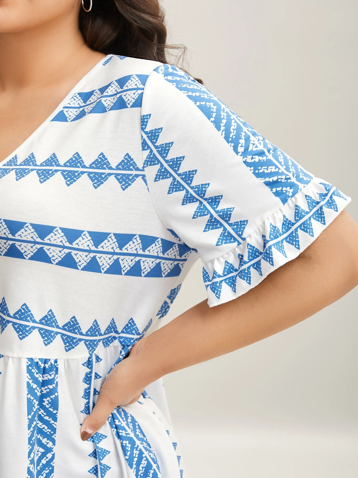 Tropical Stripes Pleated Knit Top sold by Bloomchic product image thumbnail 2