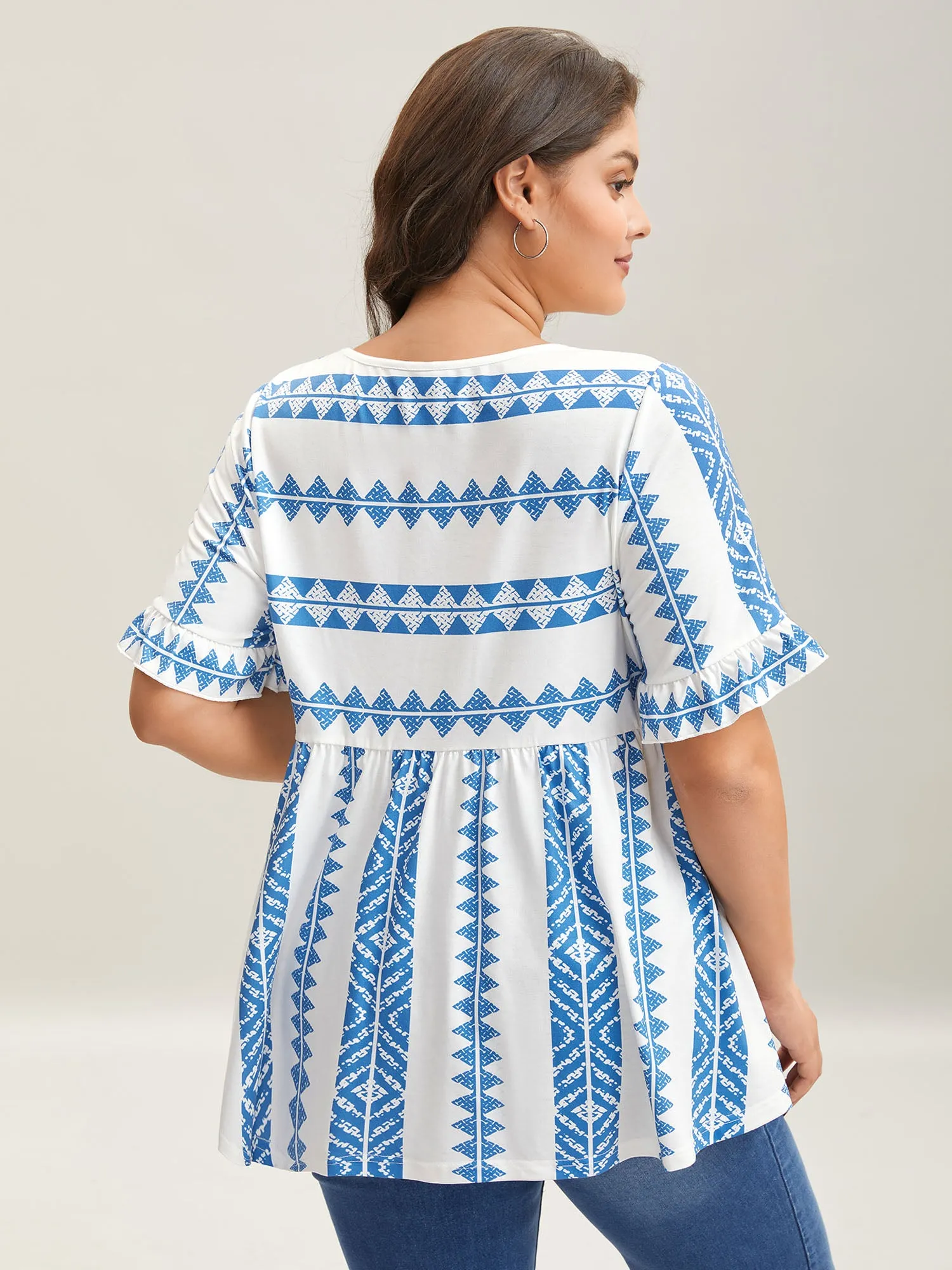 Tropical Stripes Pleated Knit Top sold by Bloomchic product image thumbnail 4