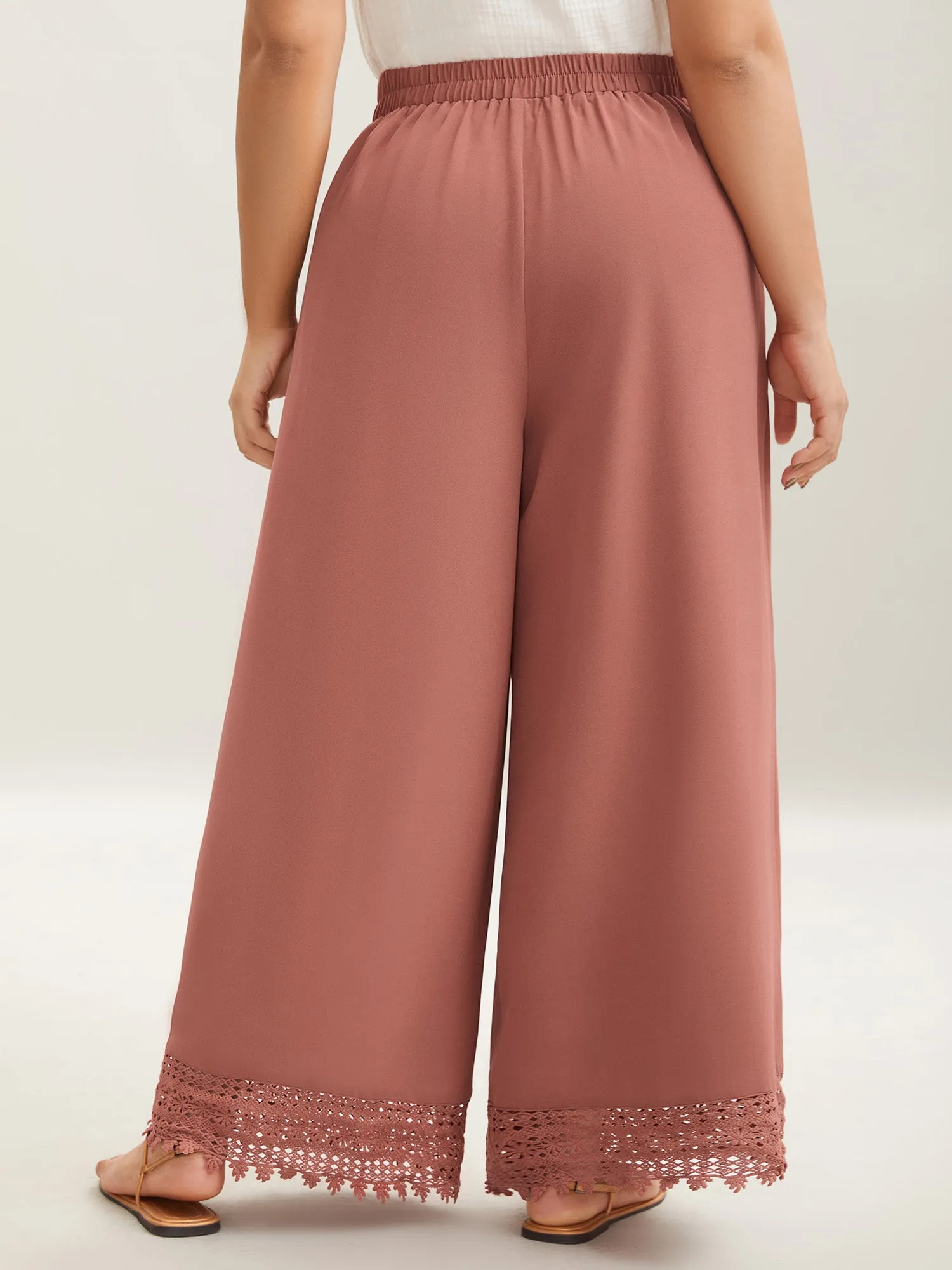 Lace Hem Wide-Leg Pocket Pants sold by Bloomchic product image thumbnail 4