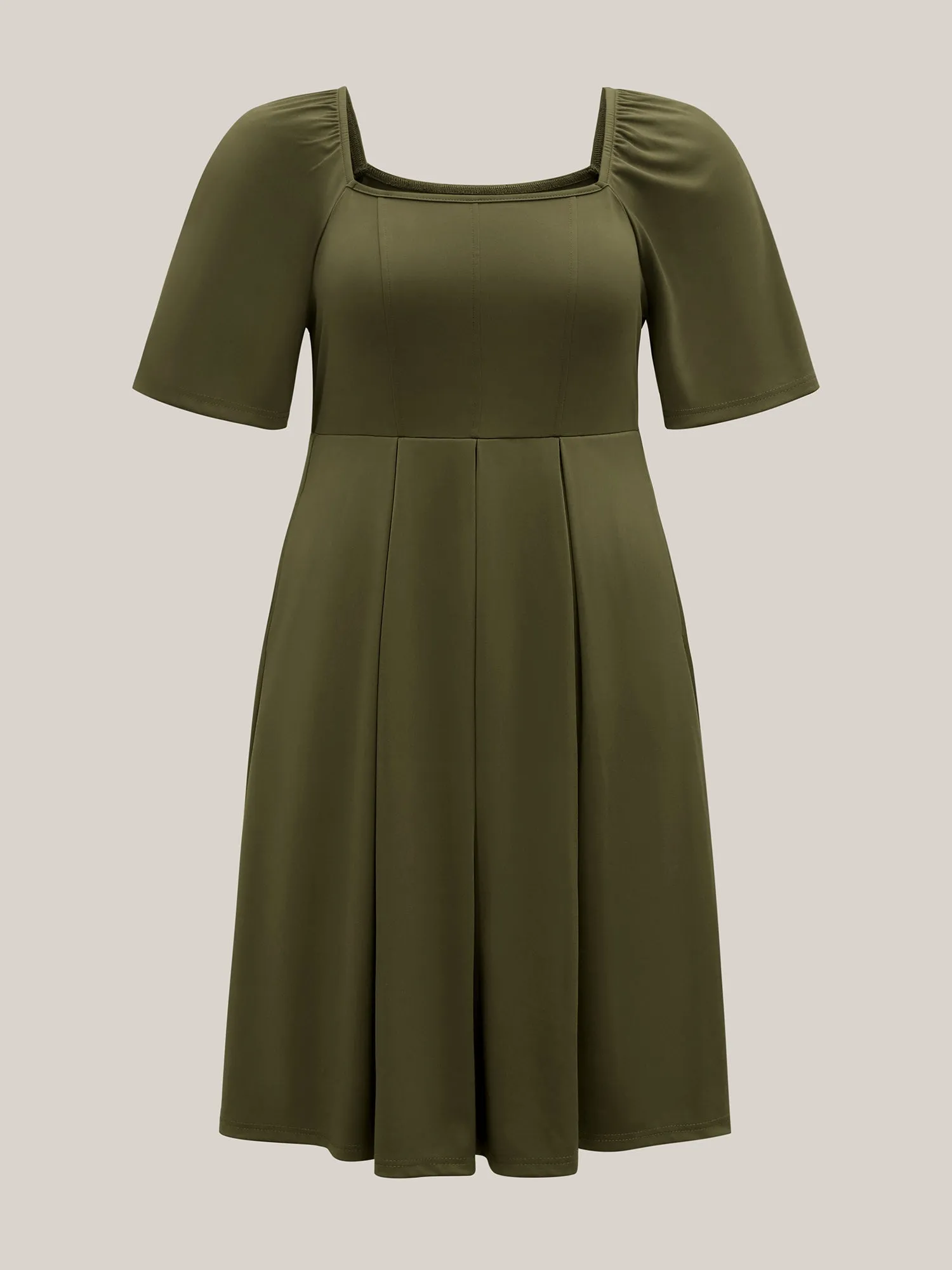 Stretchy Plicated Detail Square Neck Dress sold by Bloomchic product image thumbnail 5