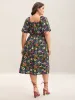 Bold Floral Print Pockets Midi Dress sold by Bloomchic