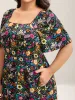 Bold Floral Print Pockets Midi Dress sold by Bloomchic
