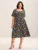 Bold Floral Print Pockets Midi Dress sold by Bloomchic