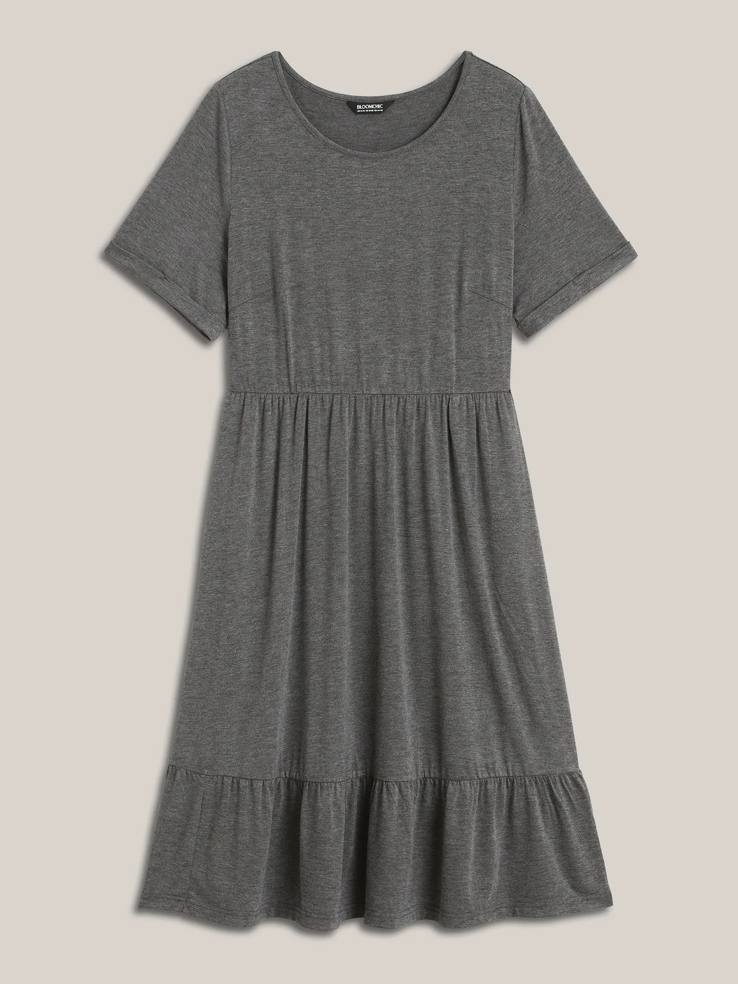 Stretchy Fabric Pockets Ruffled Hem Midi Dress sold by Bloomchic product image thumbnail 5