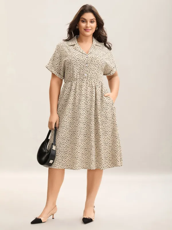 Polka Dot Print Shirt Collar Midi Dress sold by Bloomchic