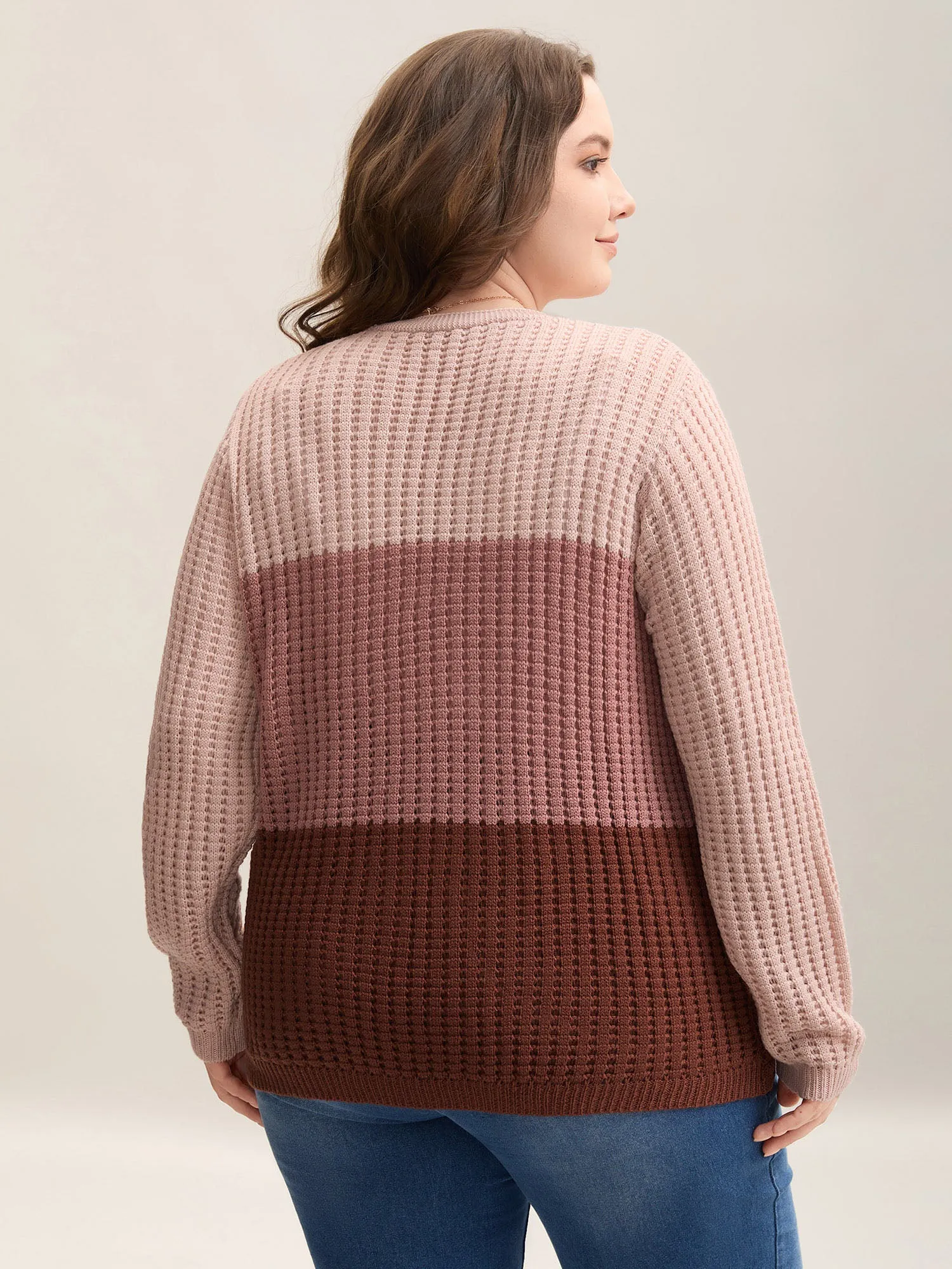 Arc Hem Color Block Tie Front Cardigan sold by Bloomchic product image thumbnail 2