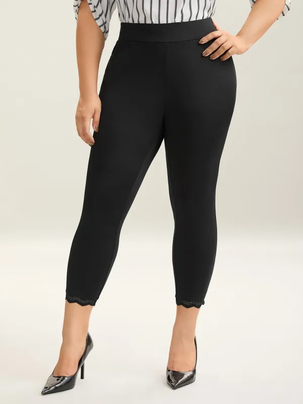 Lace Detail Pull-On Slim-Fit Pants sold by Bloomchic