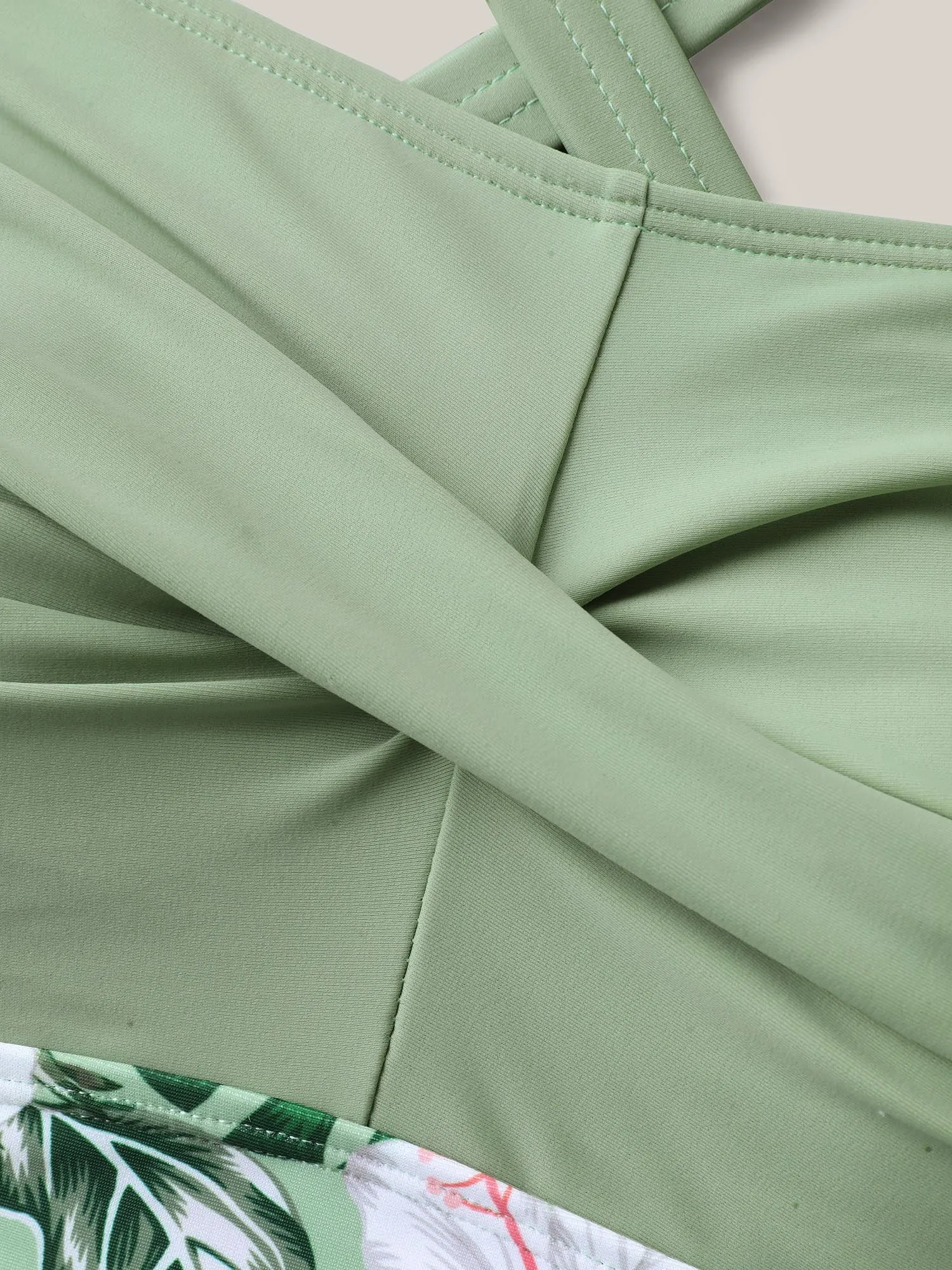 Twist-Front Floral Spliced One-Piece Swimsuit sold by Bloomchic product image thumbnail 5