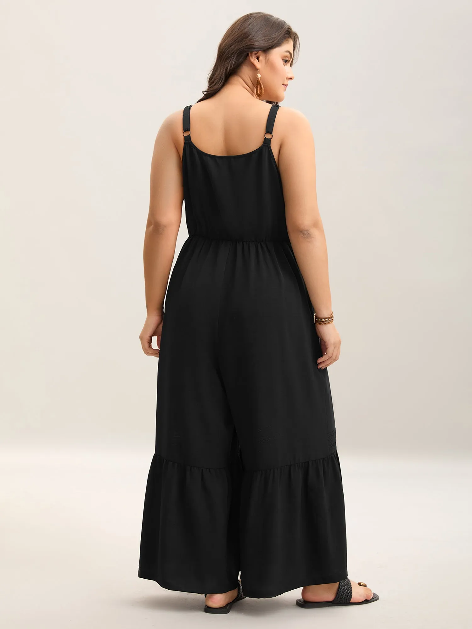Lace Trim Solid Wide Leg Jumpsuit sold by Bloomchic product image thumbnail 3