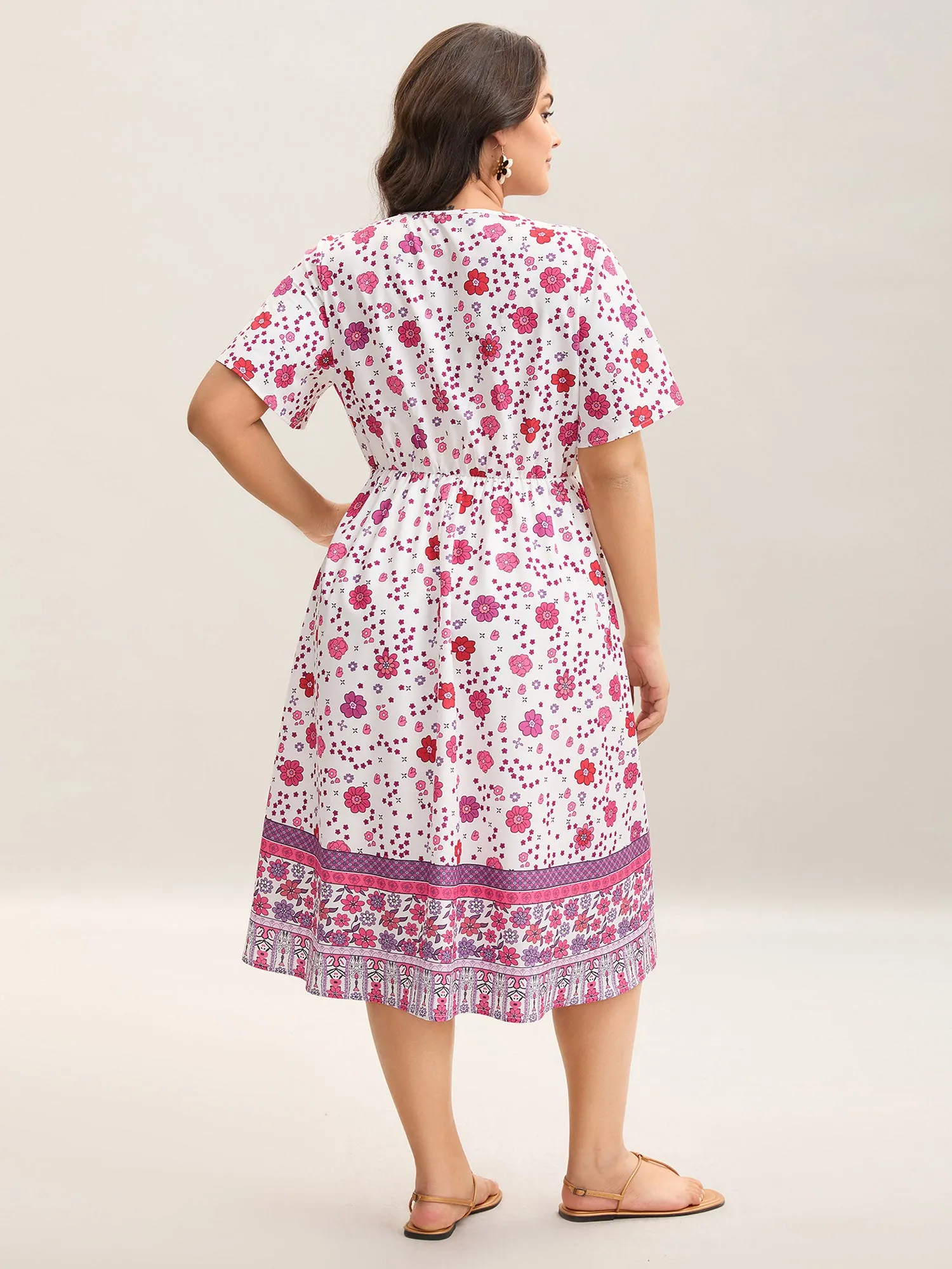 Spring Floral Printed Surplice Neck Midi Dress sold by Bloomchic product image thumbnail 4
