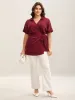 Side Knotted Collar Plain Shirt sold by Bloomchic