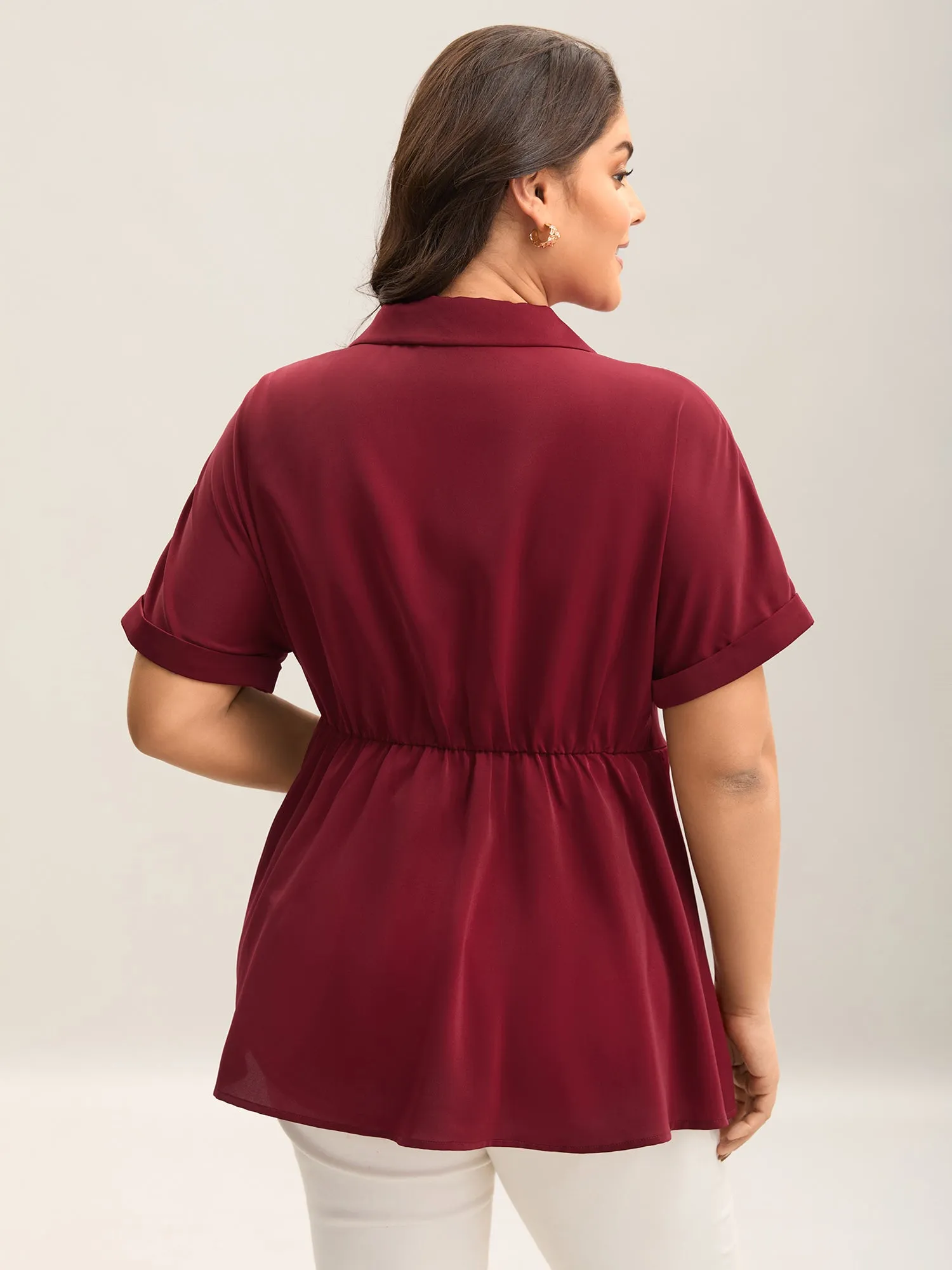 Side Knotted Collar Plain Shirt sold by Bloomchic product image thumbnail 4
