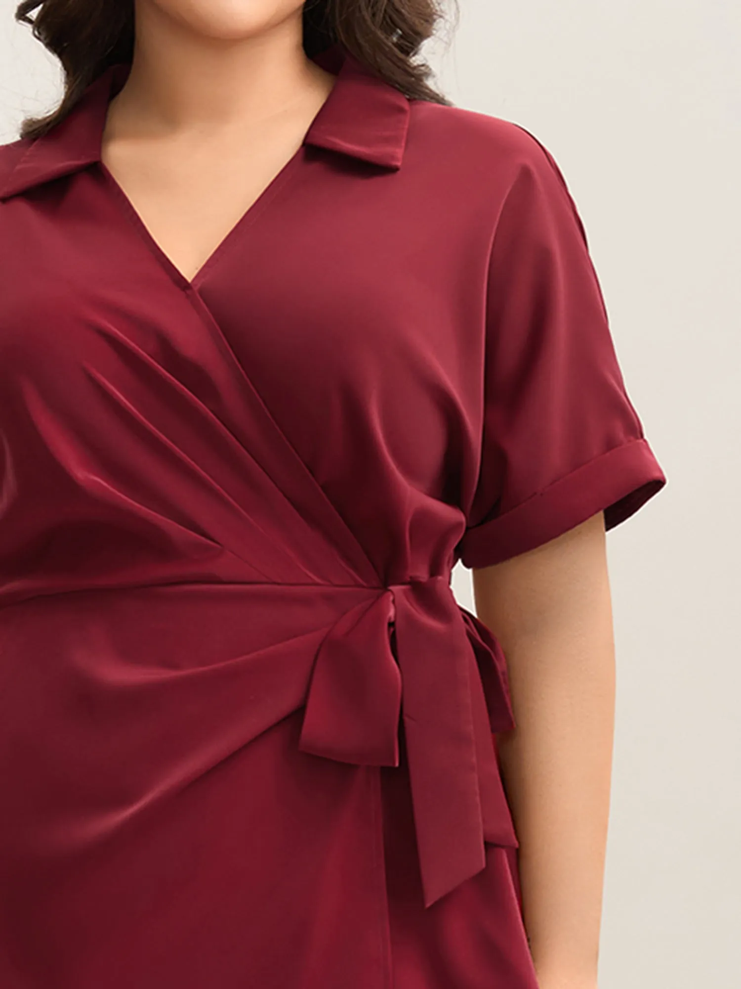 Side Knotted Collar Plain Shirt sold by Bloomchic product image thumbnail 2