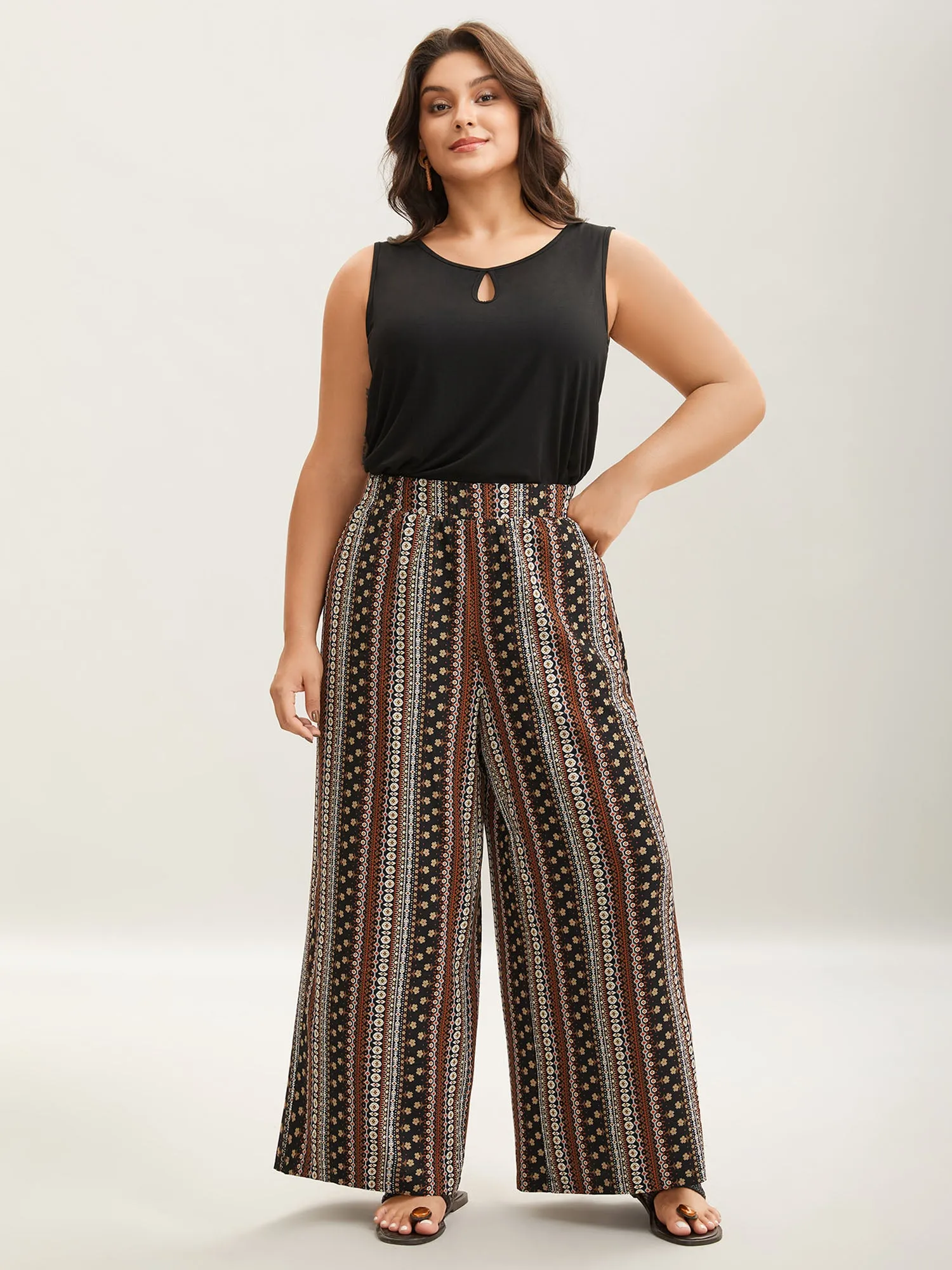 Boho Geometric Pattern Wide-Leg Pants sold by Bloomchic product image thumbnail 3