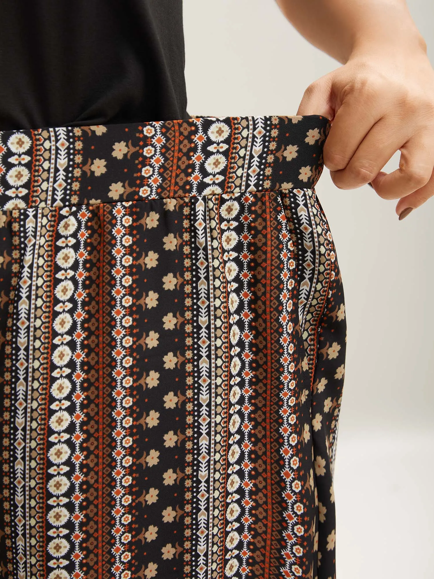 Boho Geometric Pattern Wide-Leg Pants sold by Bloomchic product image thumbnail 2