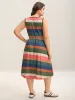 Stretchy Multi-Color Stripes Pockets Midi Dress sold by Bloomchic