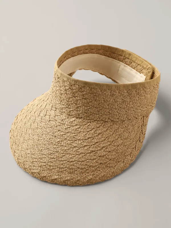Curvy Edge Hollow Woven Hat sold by Bloomchic