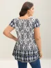 Boho Print High-Low Hem Shirt sold by Bloomchic