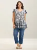 Boho Print High-Low Hem Shirt sold by Bloomchic