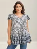 Boho Print High-Low Hem Shirt sold by Bloomchic