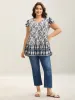 Boho Print High-Low Hem Shirt sold by Bloomchic