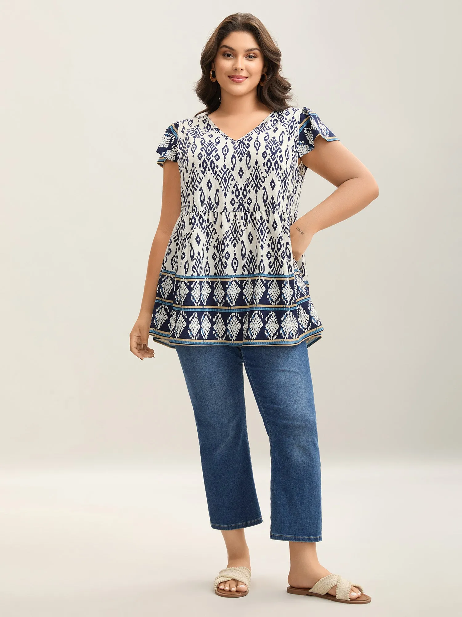 Boho Print High-Low Hem Shirt sold by Bloomchic product image thumbnail 4