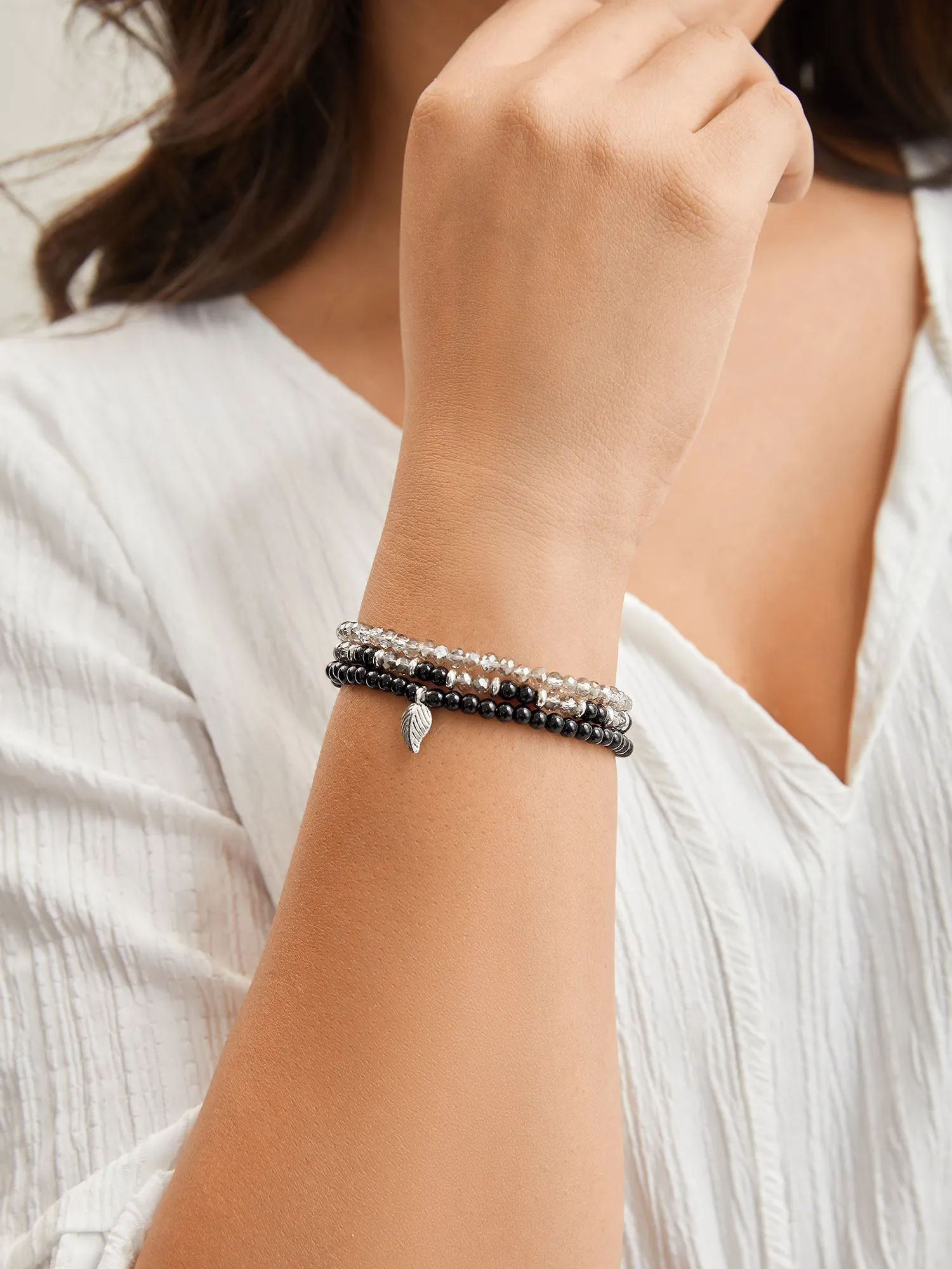 Stacked Leaf Beaded Vacation Bracelet sold by Bloomchic product image thumbnail 2