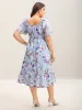 Floral Pattern Shirred Pockets Midi Dress sold by Bloomchic