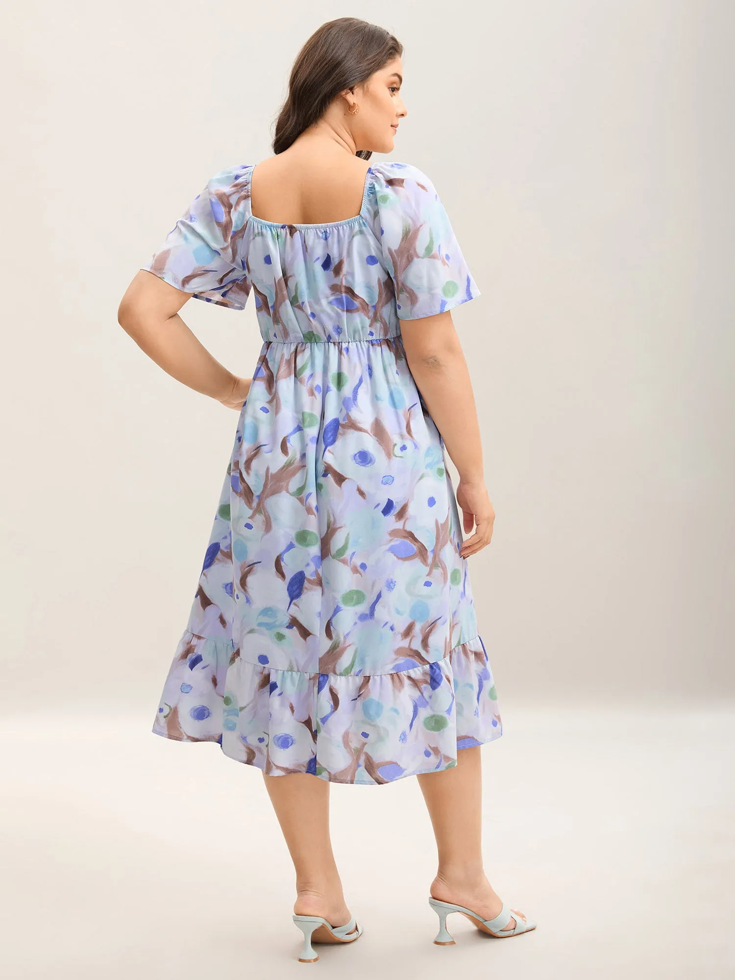 Floral Pattern Shirred Pockets Midi Dress sold by Bloomchic product image thumbnail 4
