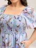 Floral Pattern Shirred Pockets Midi Dress sold by Bloomchic