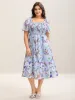 Floral Pattern Shirred Pockets Midi Dress sold by Bloomchic