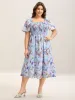 Floral Pattern Shirred Pockets Midi Dress sold by Bloomchic