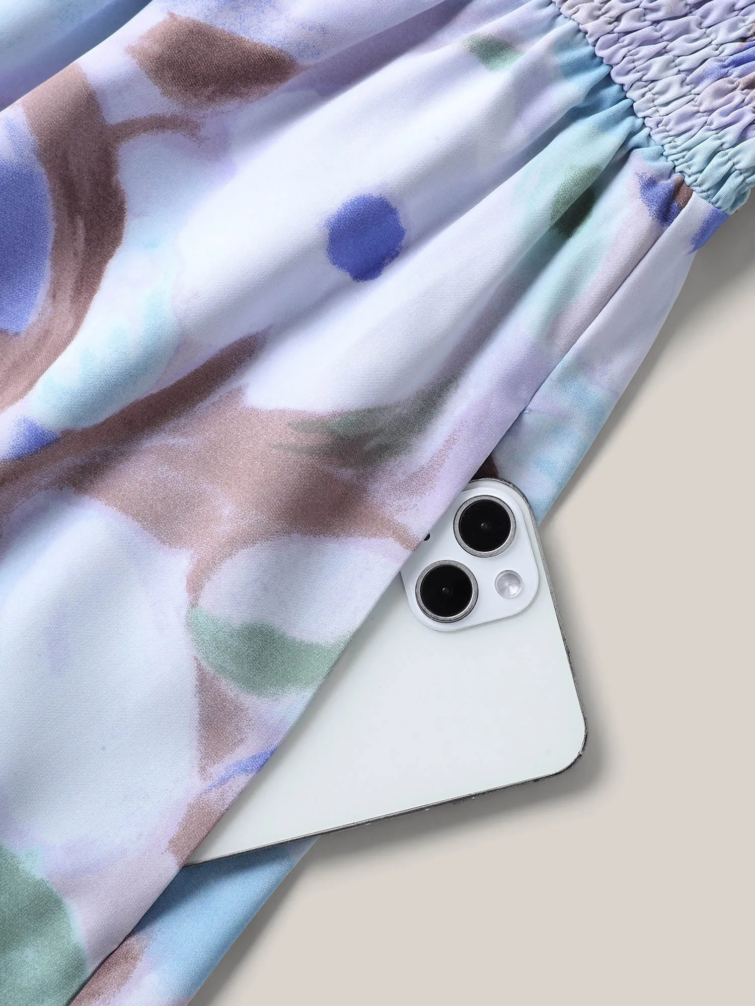 Floral Pattern Shirred Pockets Midi Dress sold by Bloomchic product image thumbnail 5