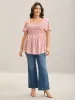 Flirty Floral Print Shirred Knit Top sold by Bloomchic