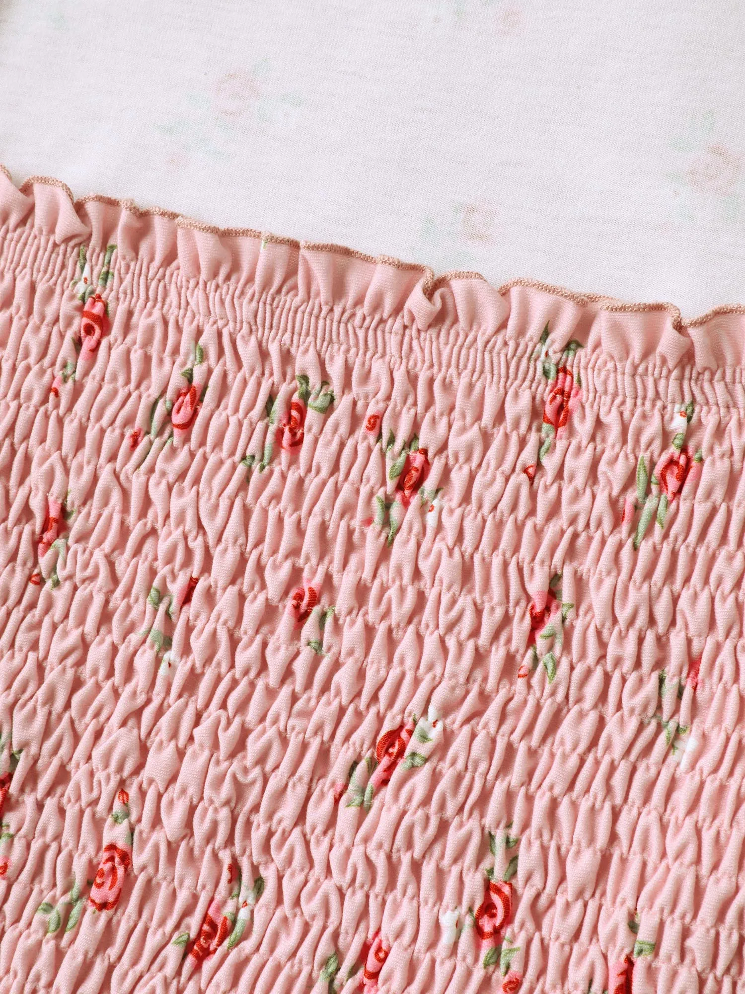Flirty Floral Print Shirred Knit Top sold by Bloomchic product image thumbnail 5