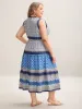 Boho Pattern Spliced Sleeveless Midi Dress sold by Bloomchic