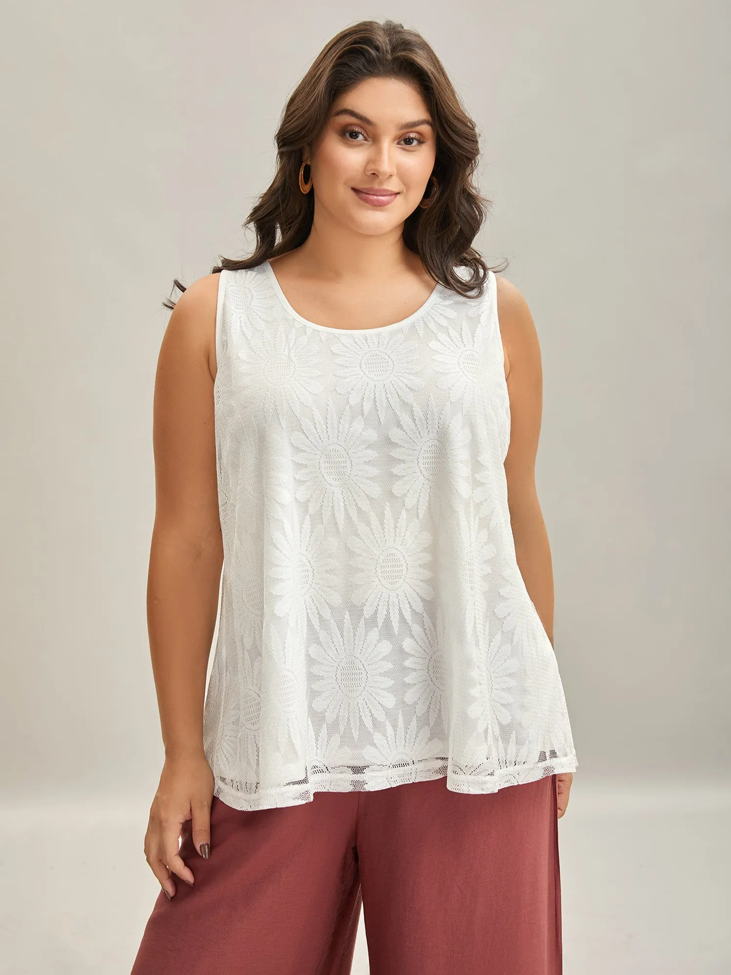 Lace Lined Flowy Tank Top sold by Bloomchic