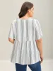 Striped Button Detail Flowy Shirt sold by Bloomchic