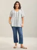 Striped Button Detail Flowy Shirt sold by Bloomchic