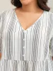 Striped Button Detail Flowy Shirt sold by Bloomchic