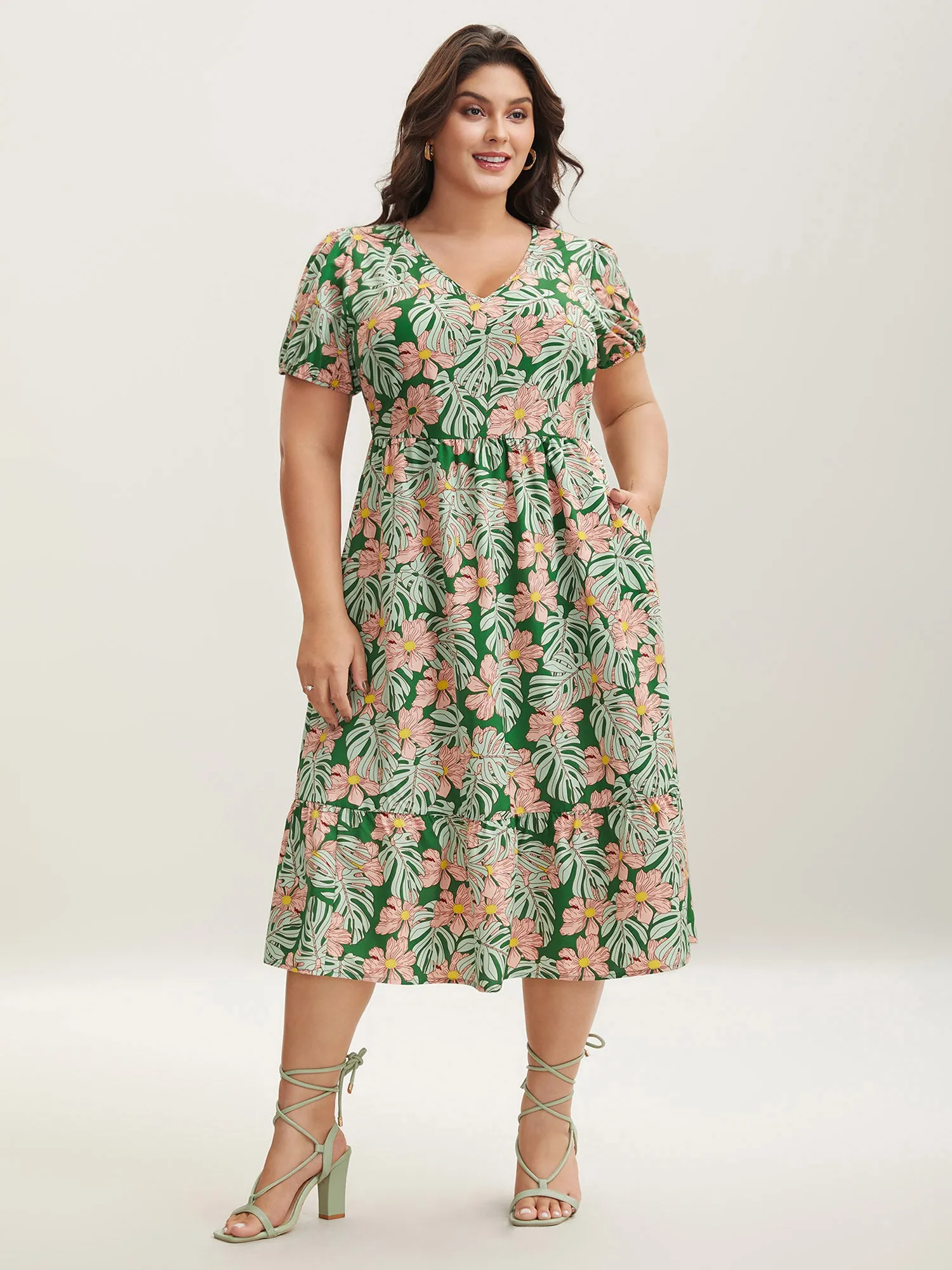 Spring Things Printed Pockets Midi Dress sold by Bloomchic
