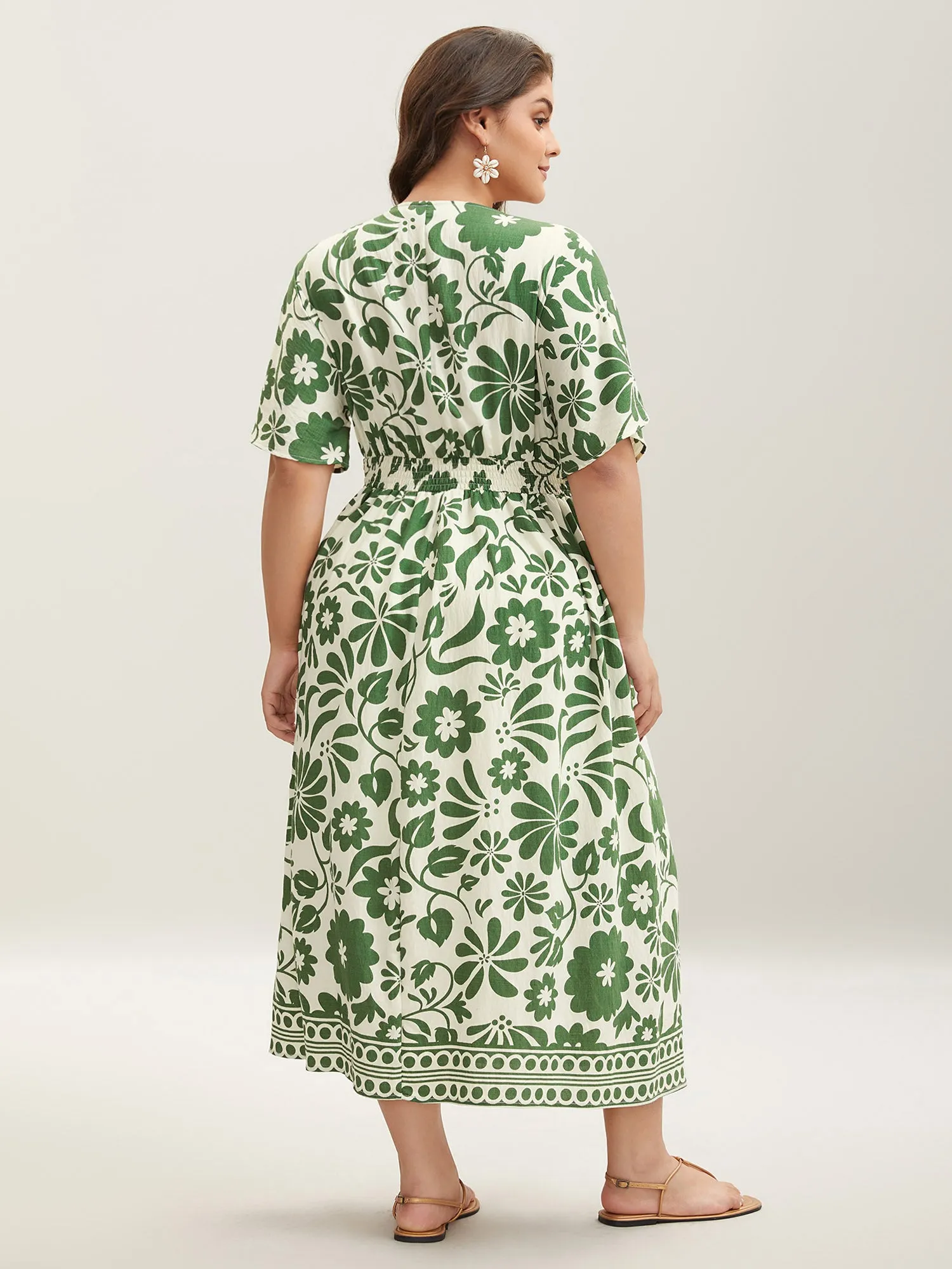 Large Floral Print Pockets Midi Dress sold by Bloomchic product image thumbnail 4