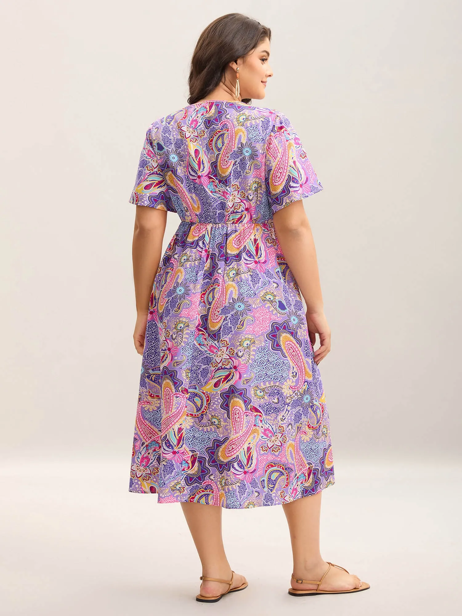 Sweet Paisley Print Pockets Stretchy Midi Dress sold by Bloomchic product image thumbnail 4