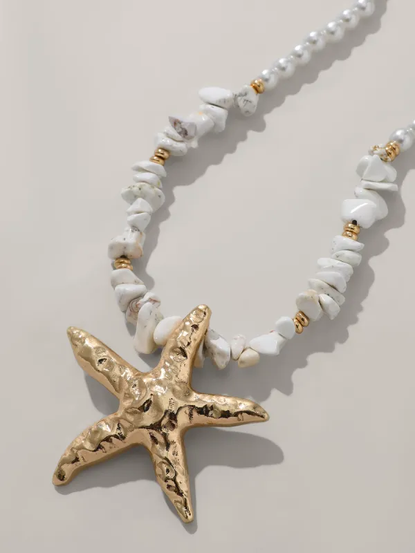 Starfish Natural Stone Necklace sold by Bloomchic