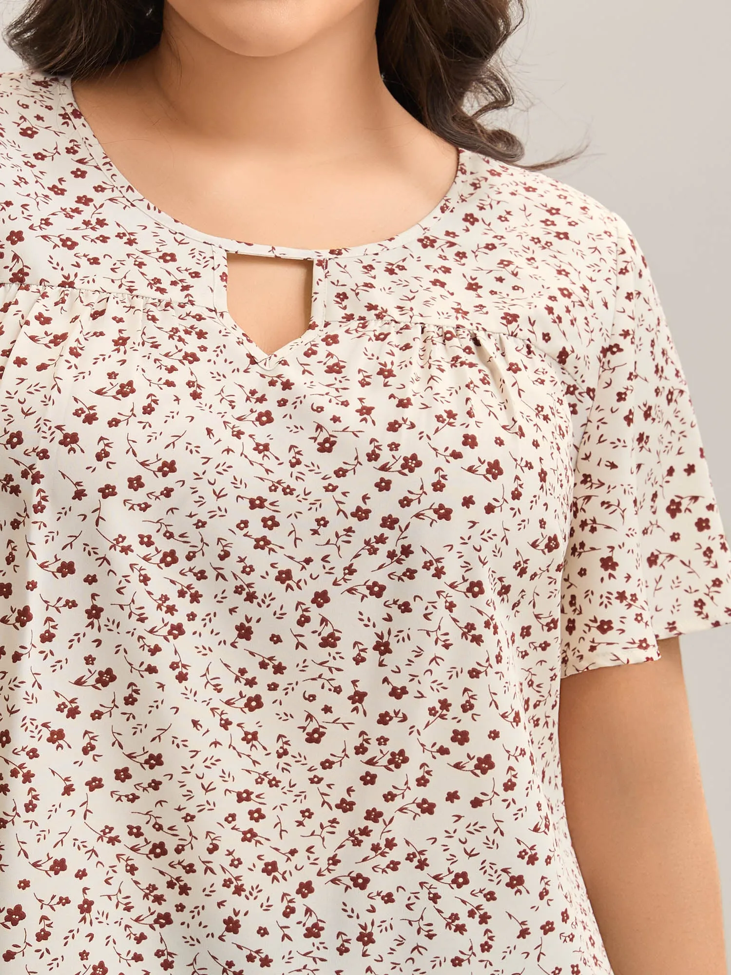 Ditsy Floral Print Lotus Leaf Sleeve Shirt sold by Bloomchic product image thumbnail 2