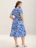 Floral Abstract Print Pockets Midi Dress sold by Bloomchic