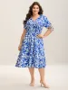 Floral Abstract Print Pockets Midi Dress sold by Bloomchic