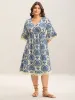 Damask Print Lace Detail Midi Dress sold by Bloomchic