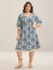 Damask Print Lace Detail Midi Dress sold by Bloomchic