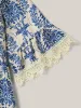 Damask Print Lace Detail Midi Dress sold by Bloomchic
